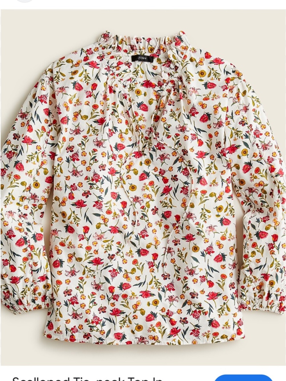 J. Crew Scalloped Tie-Neck Top in Vintage Floral cottage bohemian spring summer